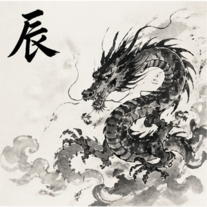 ink painting of dragon representing 辰 (Chen) Earth energy